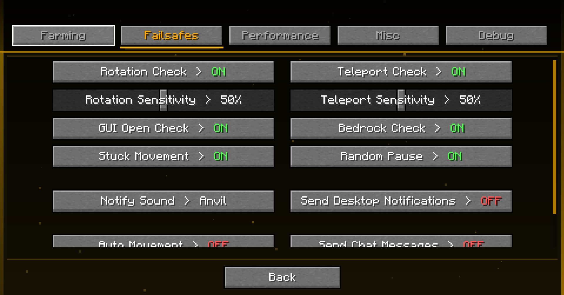 Avarice extended failsafes configuration